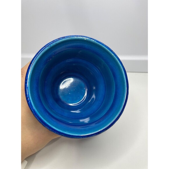 Vtg Bitossi Rimini Blue Planter Cachepot Paisley Rosenthal Netter Aldo Londi - Picture 7 of 10